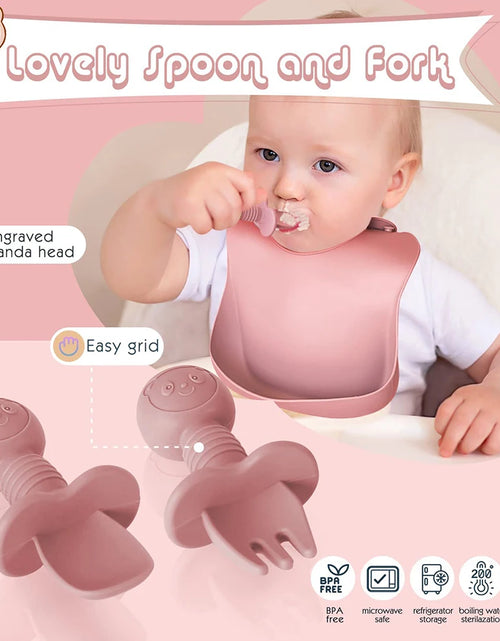 Load image into Gallery viewer, Children&#39;S Dishes Set Baby Silicone 6/8-Piece Tableware Set Suction Cups Forks Spoons Bibs Straws Cups Mother and Baby Supplies

