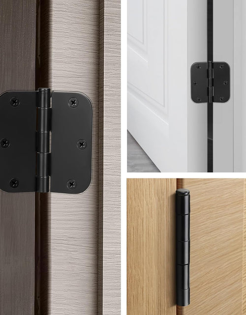 Load image into Gallery viewer, 42 Pack Black Door Hinges, 3.5&quot; X 3.5&quot; Square W 5/8&quot; Radius Corner Interior Door Hinges with Black Finish
