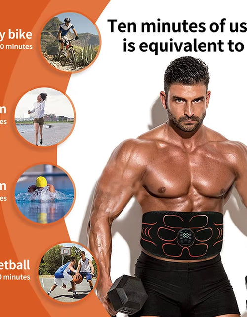Load image into Gallery viewer, ABS Stimulator EMS Abdominal Muscle Trainer Body Waist Slimming Belt Weight Lose Muscle Toner Fitness Equiment USB Recharge
