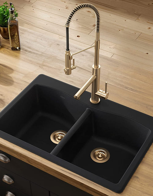Load image into Gallery viewer, Forteza 33&quot; Drop-In/Undermount Granite 50/50 Double Bowl Kitchen Sink - Black (KGD-52BLACK)
