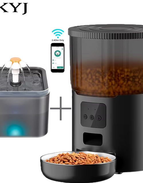 Load image into Gallery viewer, 4L Pet Feeder Tuya WIFI Automatic Dog Food Dispenser Smart Cat Feeder 2L Cat Automatic Drinking Fountain Dog Water Feeder

