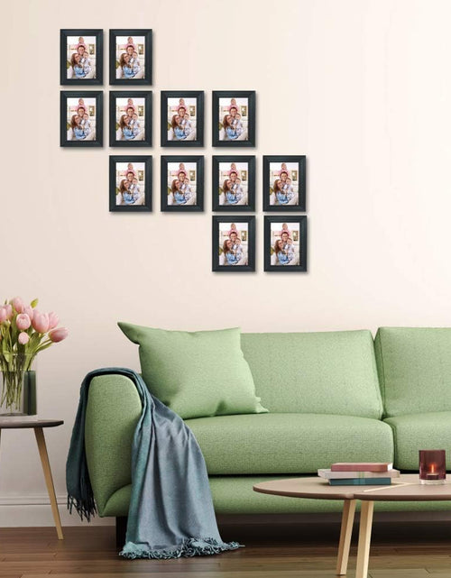 Load image into Gallery viewer, 12 Pack 3.5X5 Black Picture Frame Bulk Set for Desktop Display or Wall Mounting
