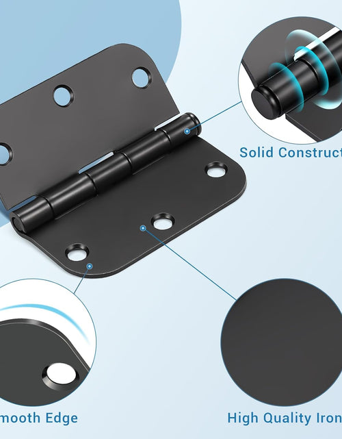 Load image into Gallery viewer, 42 Pack Black Door Hinges, 3.5&quot; X 3.5&quot; Square W 5/8&quot; Radius Corner Interior Door Hinges with Black Finish
