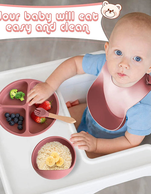 Load image into Gallery viewer, Children&#39;S Dishes Set Baby Silicone 6/8-Piece Tableware Set Suction Cups Forks Spoons Bibs Straws Cups Mother and Baby Supplies
