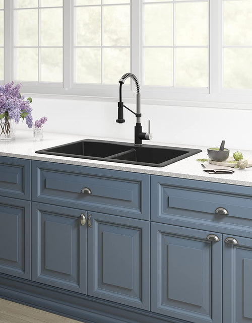 Load image into Gallery viewer, Forteza 33&quot; Drop-In/Undermount Granite 50/50 Double Bowl Kitchen Sink - Black (KGD-52BLACK)
