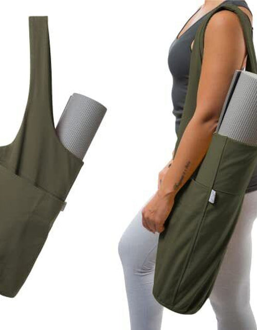 Load image into Gallery viewer, Yoga Mat Bag | the ORIGINAL Tote Yoga Bag | Sling Yoga Tote Olivine Green
