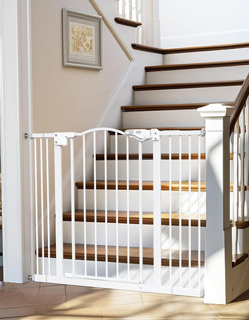 Load image into Gallery viewer, 29-39.6&quot; Baby Gate for Pets, Auto Close Both Sides Dog Gate with One-Hand Opening, 30&quot; Tall Safety Gates for Stairs, Hallways, Bedrooms, Wall Pressure Mount No Drill, White

