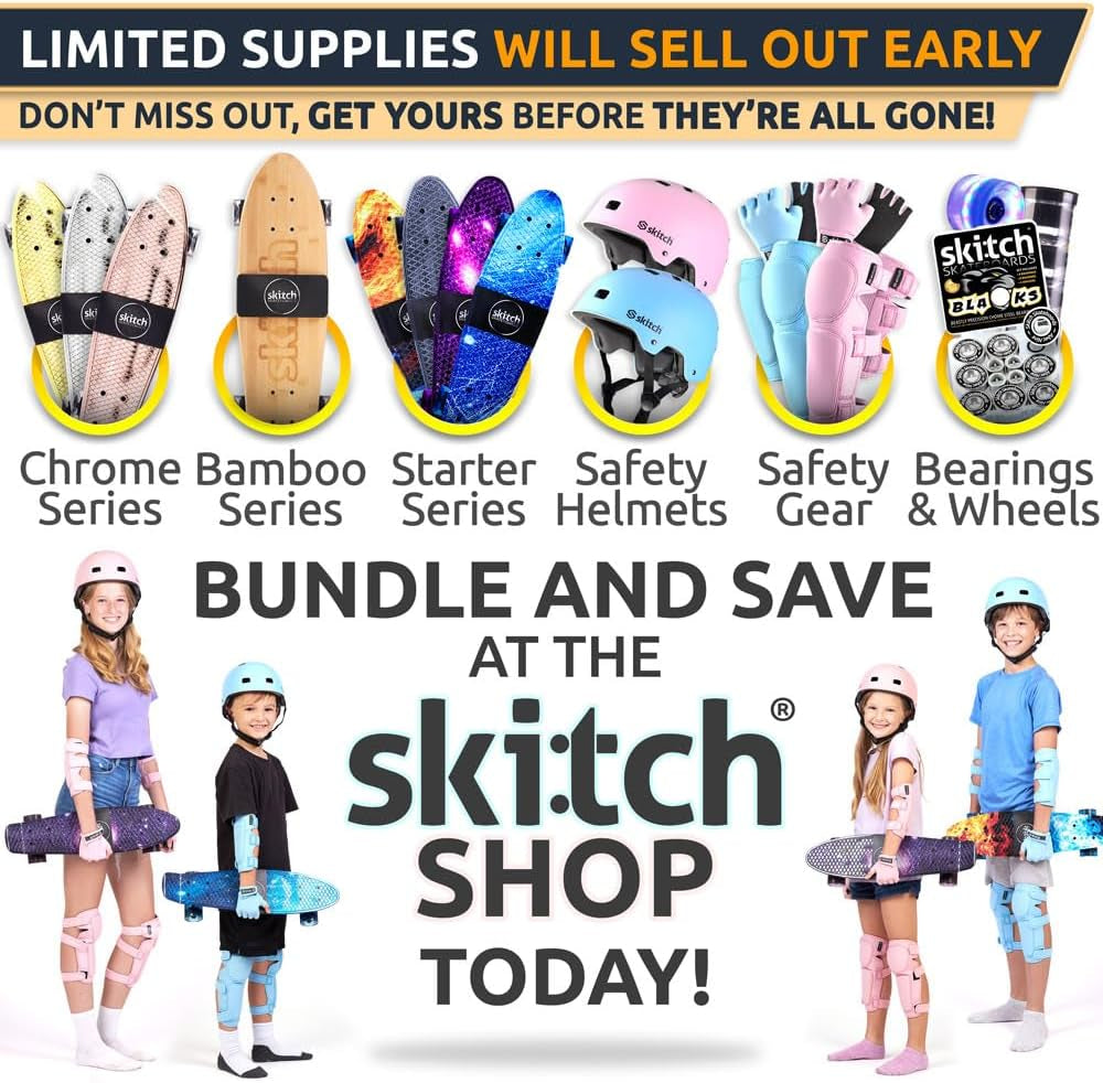 Complete Skateboard Gift Set for All Ages with 22 Inch Mini Cruiser Board + Skateboard Backpack + Skate Tool + Tote Bag