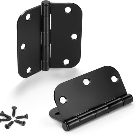 42 Pack Black Door Hinges, 3.5" X 3.5" Square W 5/8" Radius Corner Interior Door Hinges with Black Finish