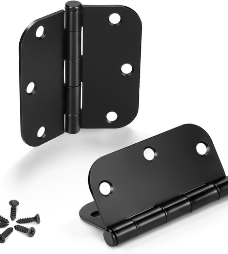 42 Pack Black Door Hinges, 3.5" X 3.5" Square W 5/8" Radius Corner Interior Door Hinges with Black Finish