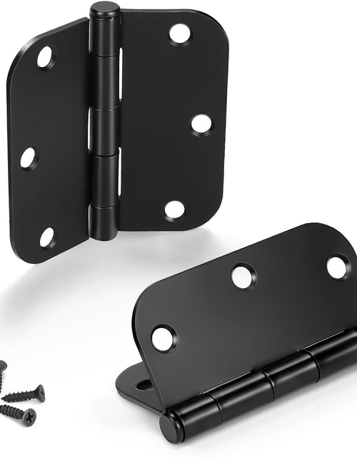 Load image into Gallery viewer, 42 Pack Black Door Hinges, 3.5&quot; X 3.5&quot; Square W 5/8&quot; Radius Corner Interior Door Hinges with Black Finish
