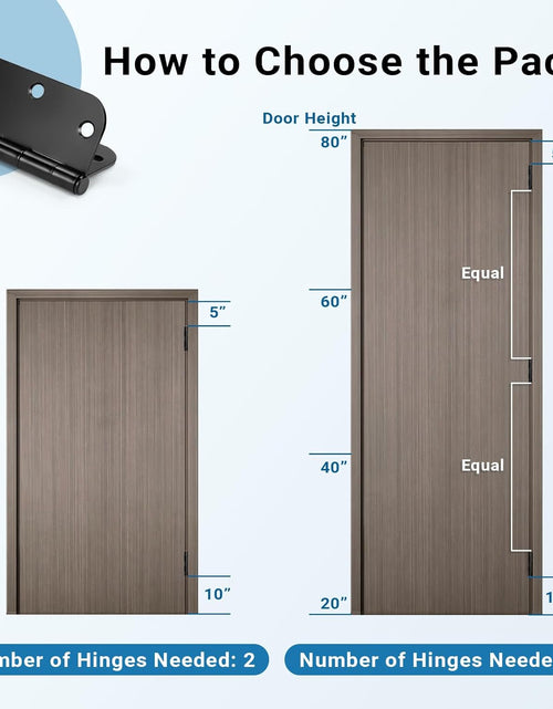 Load image into Gallery viewer, 42 Pack Black Door Hinges, 3.5&quot; X 3.5&quot; Square W 5/8&quot; Radius Corner Interior Door Hinges with Black Finish

