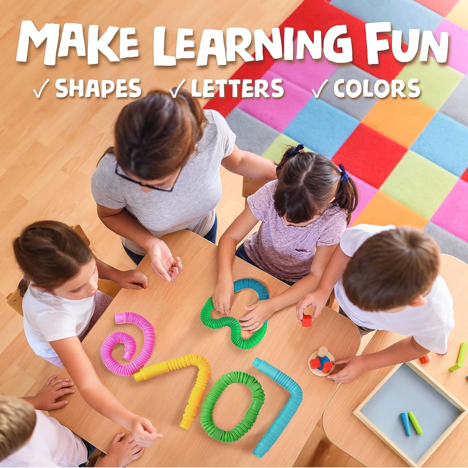 Pop Tubes Sensory Toys, Fine Motor Skills Stocking Stuffers Toddler Toys, Fidget Toys for Sensory Kids and Stocking Stuffers for Kids Learning Toys